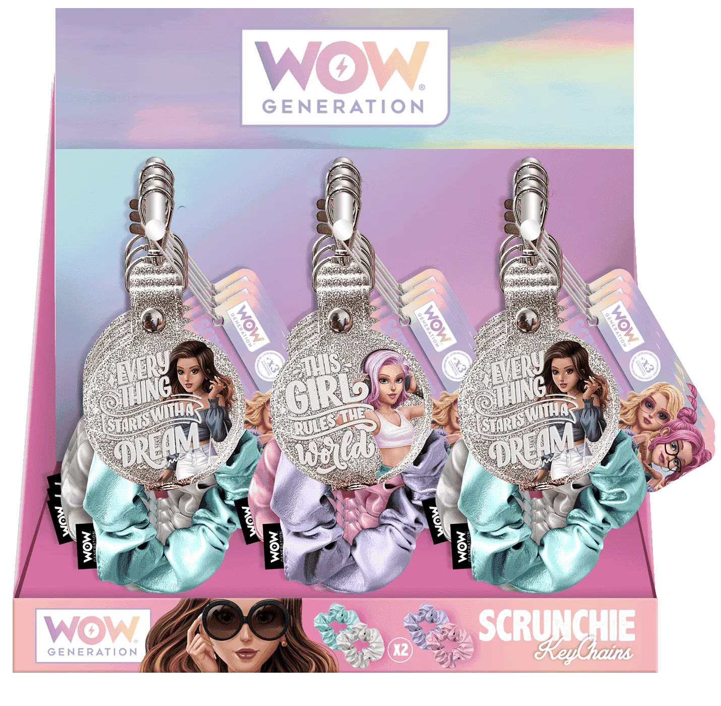 2 In 1 Scrunchie & Keychain In Cdu Wow Generation