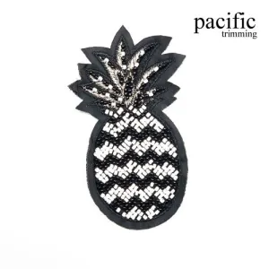 4 1/8" Beaded Embroidery Pineapple Patch Sew On : PA190210