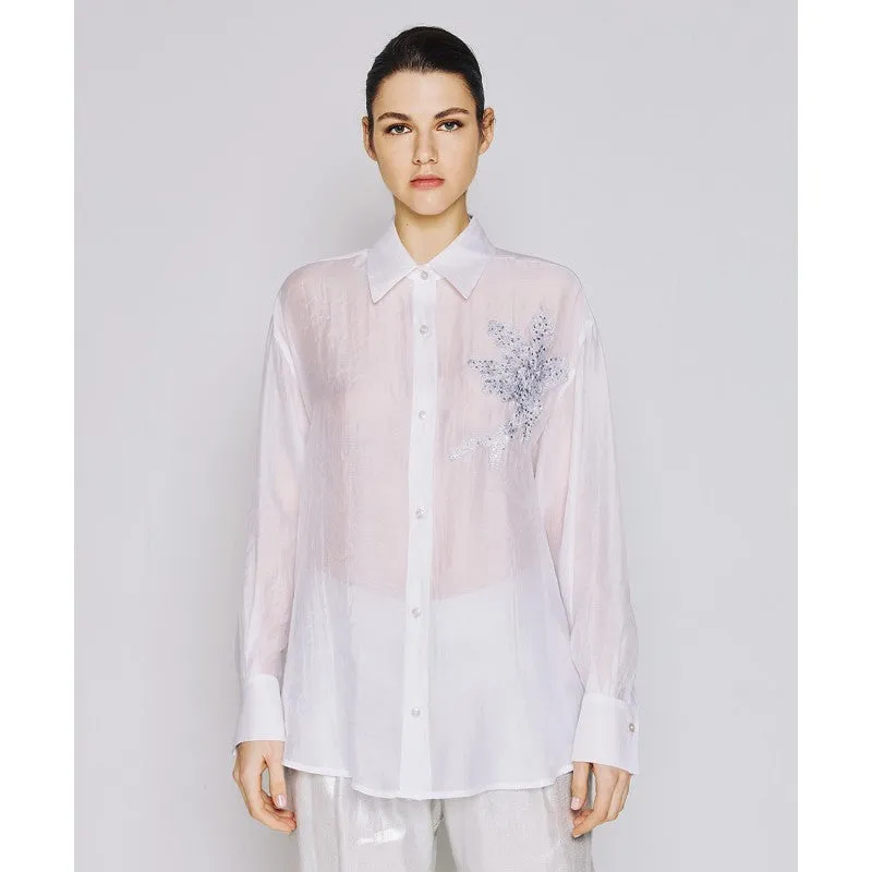 Access Fashion White Shirt With Embriodery Sequins