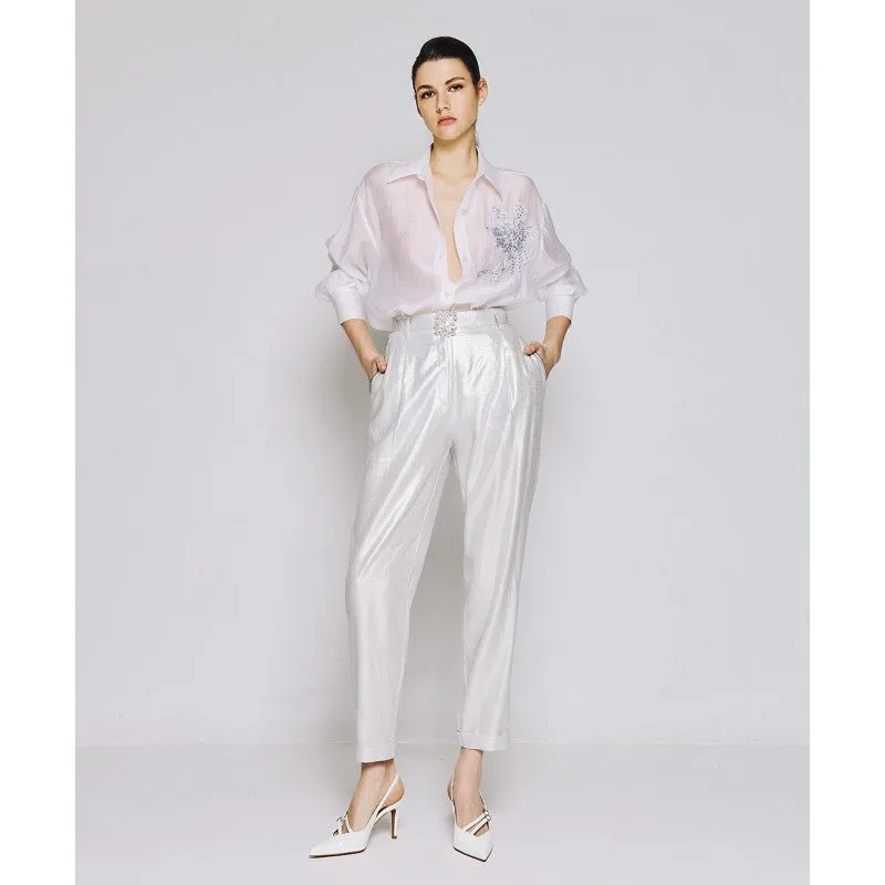 Access Fashion White Shirt With Embriodery Sequins