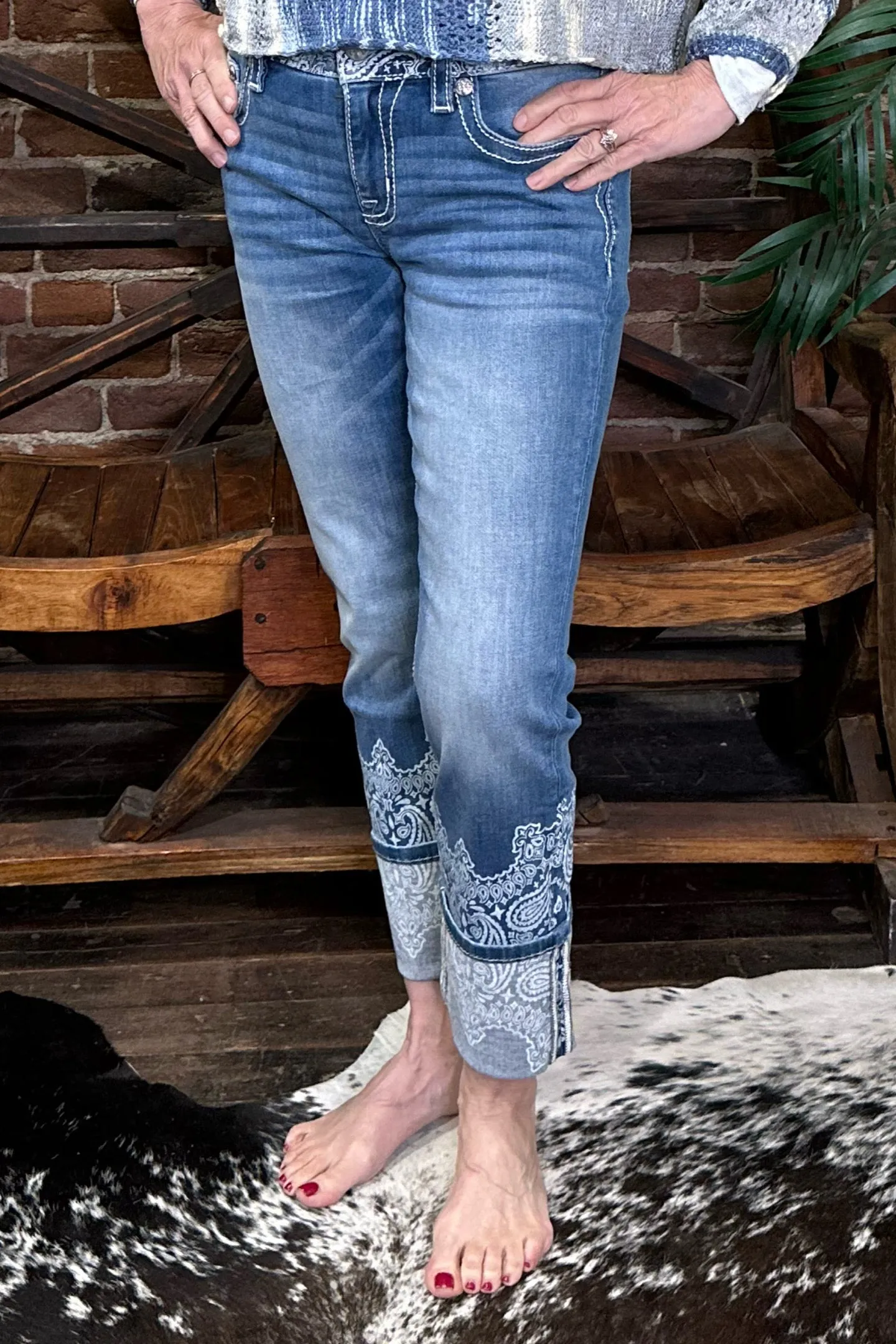 Bandana Babe Crop Straight Jean by Miss Me