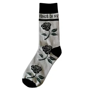 Black Roses KINGS OF NY Grey Mens Cotton Socks