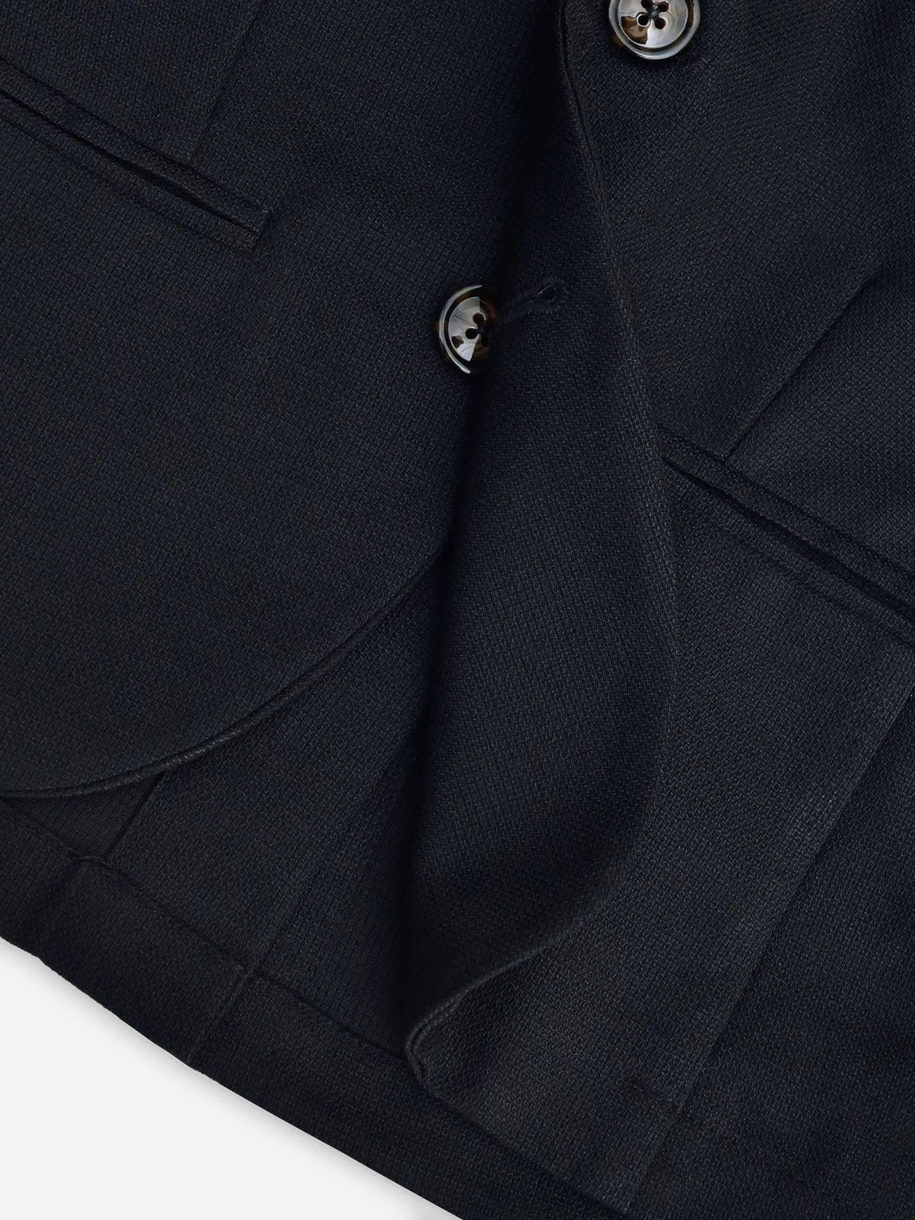 Black Wool Structured Kids Casual Blazer