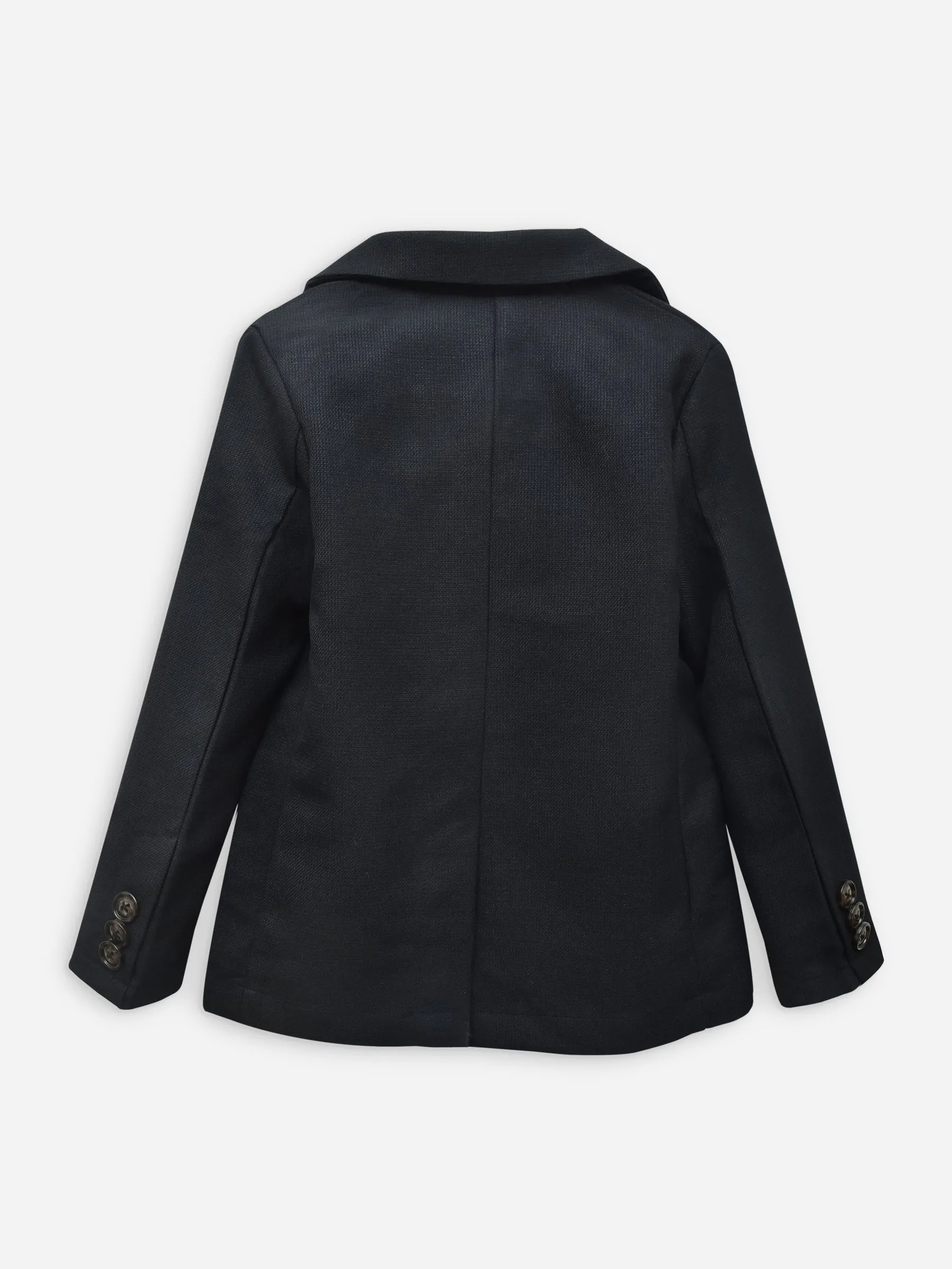 Black Wool Structured Kids Casual Blazer