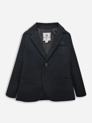 Black Wool Structured Kids Casual Blazer