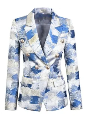 Blazer - Dames - Double-Breasted, Stijlvol en Tijdloos Design met Luxe Materiaal