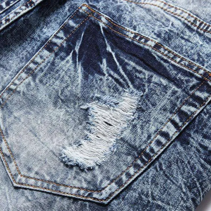 Bleached distressed jeans for men
