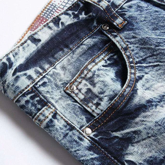 Bleached distressed jeans for men