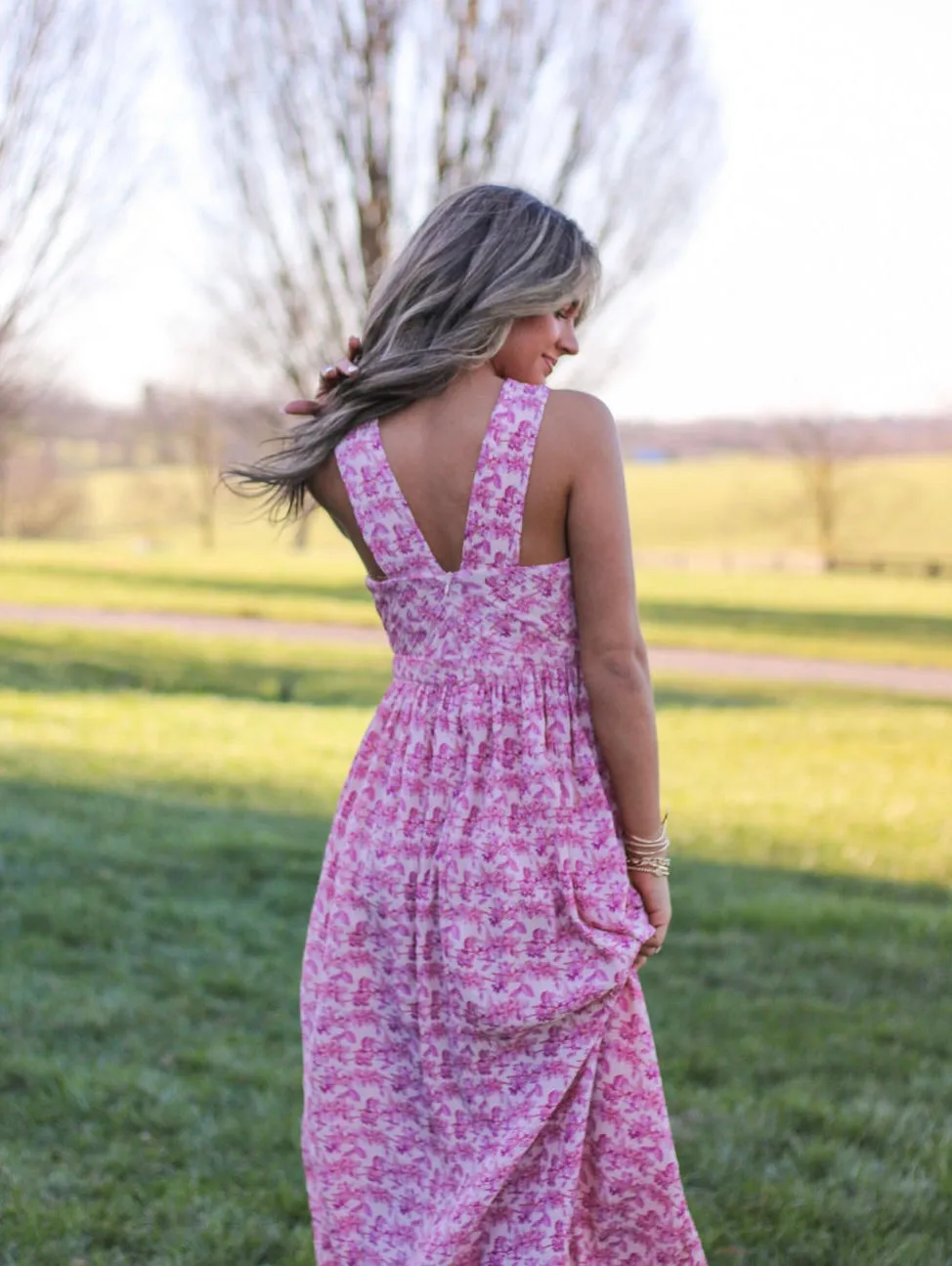 Blush Petal Pleated Dress