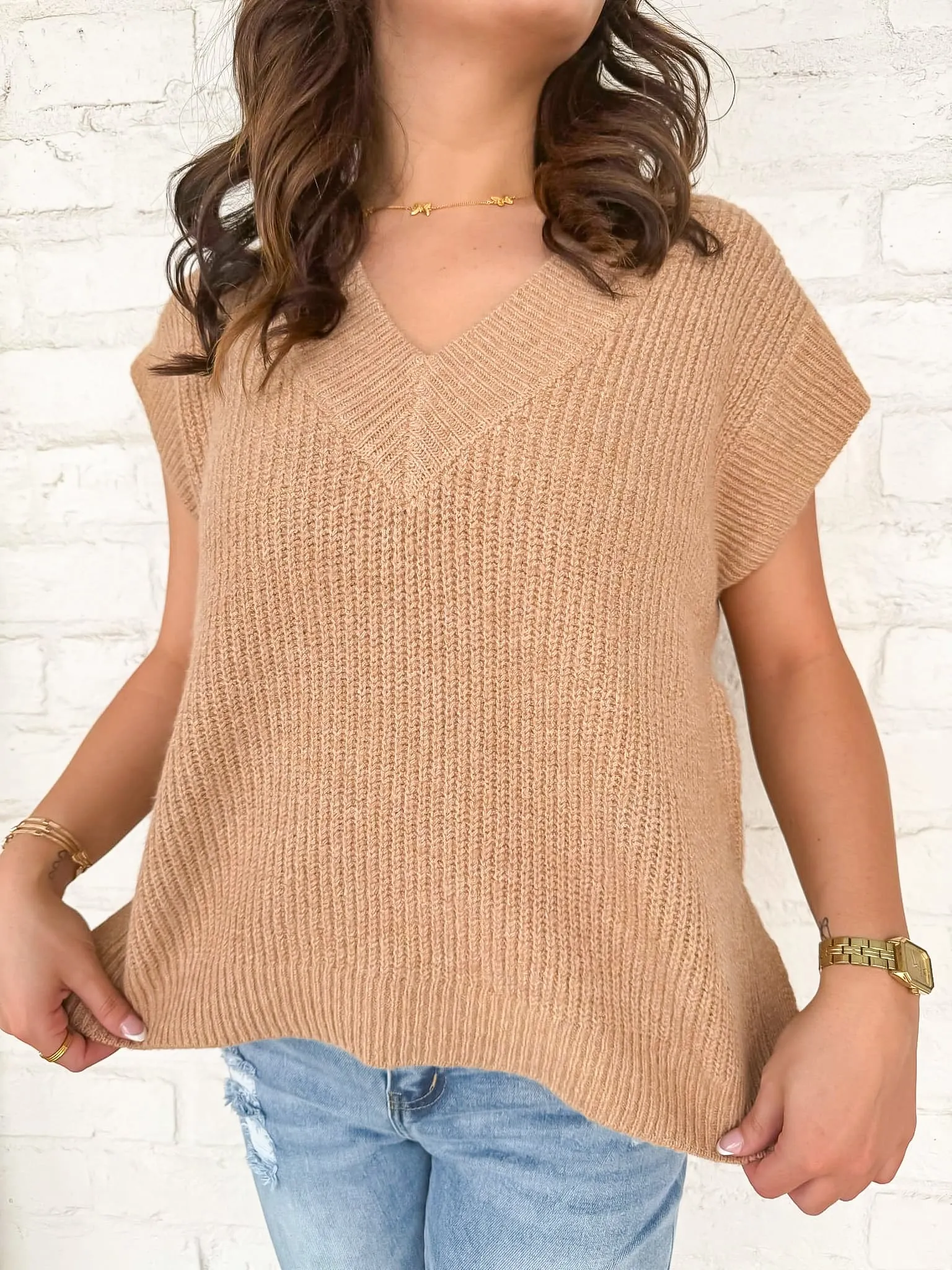 Call It Easy Top Dark Tan
