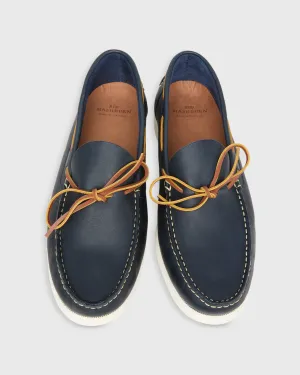 Camp Moccasin in Navy Leather