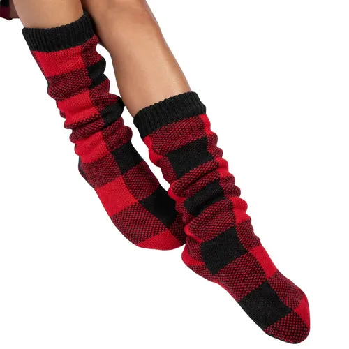 Coffee Shoppe Buffalo Check Slipper Sock