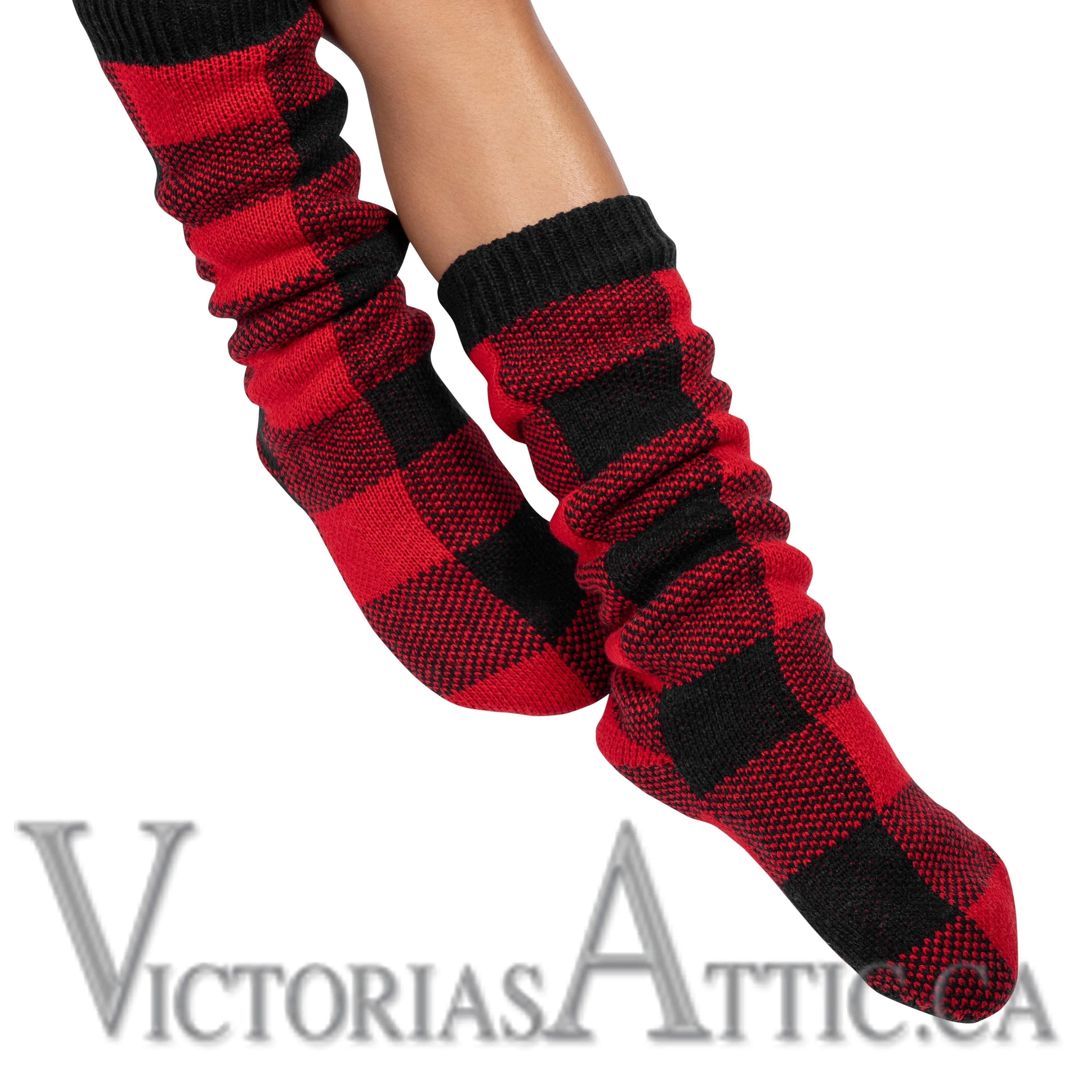 Coffee Shoppe Buffalo Check Slipper Sock