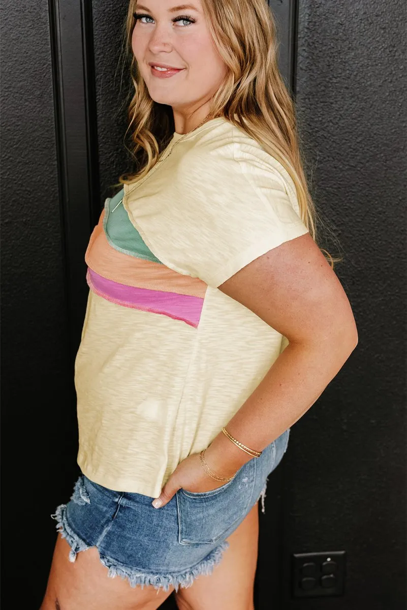 Cream Multicolor Stripes Plus Size Top