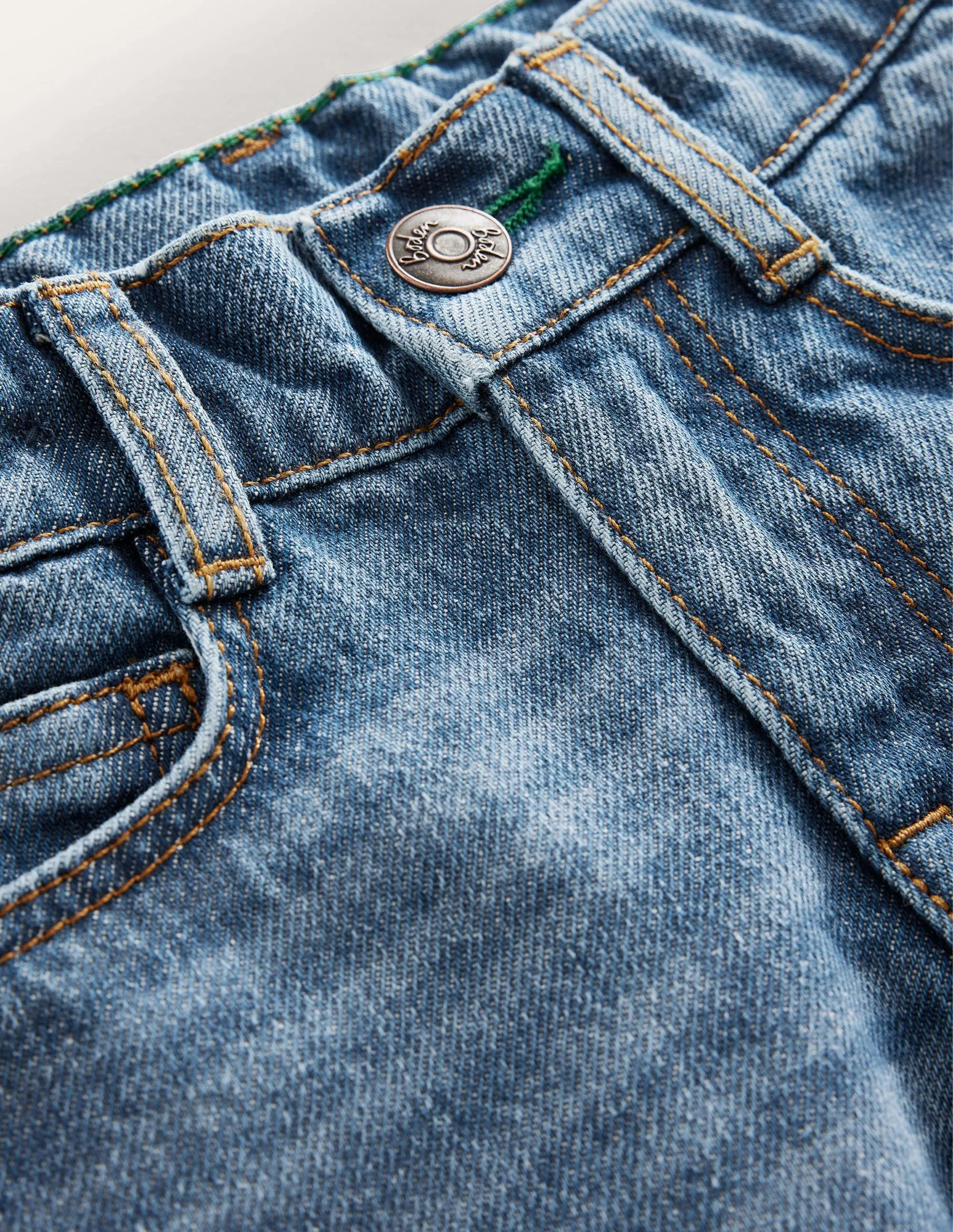Cuffed Denim Jeans-Light Vintage Wash