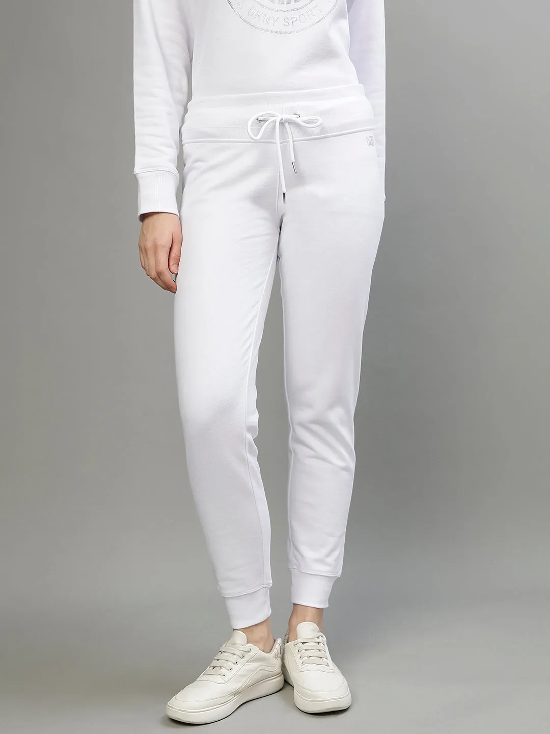 Dkny Women White Solid Regular Fit Trackpants