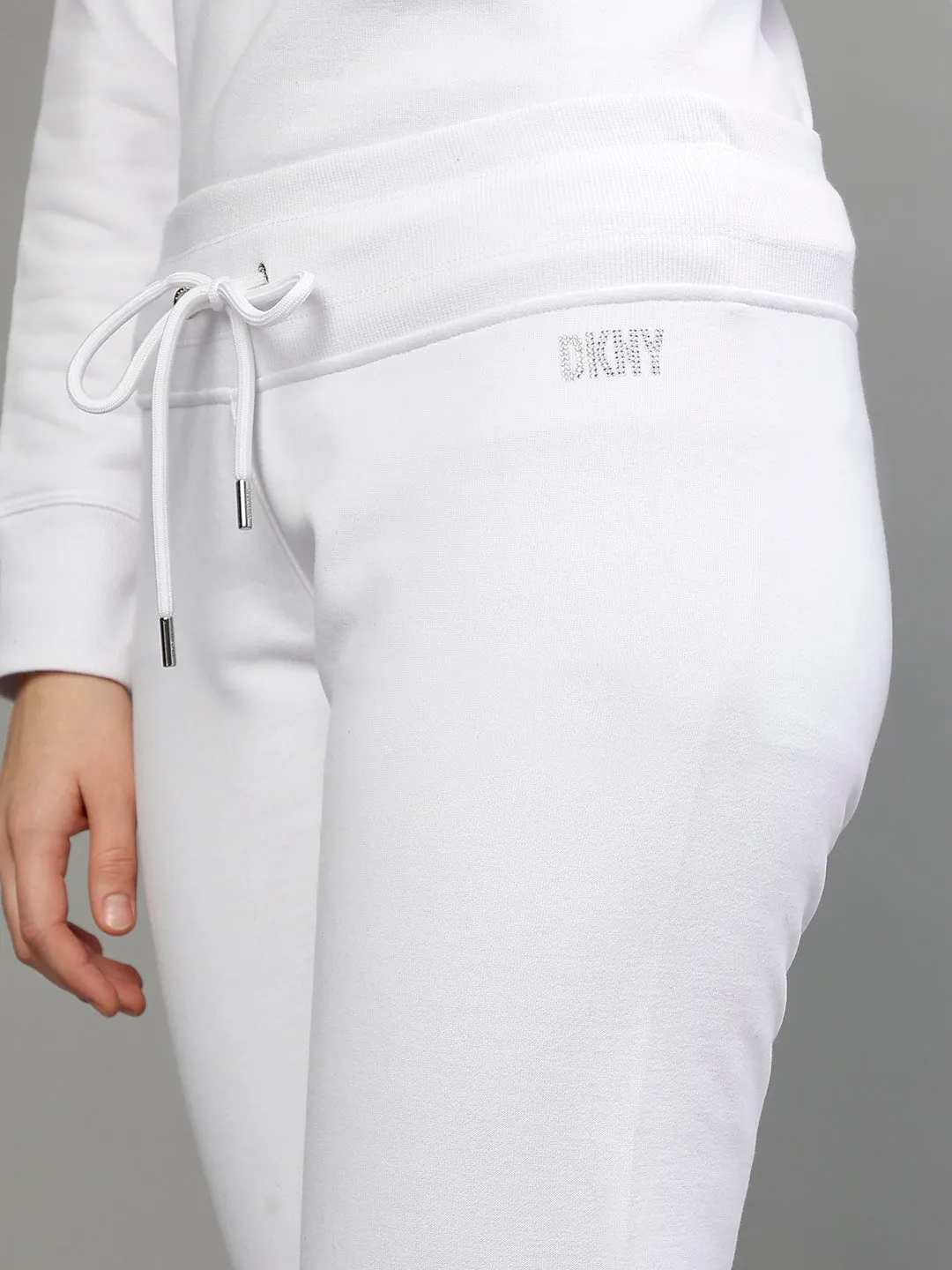 Dkny Women White Solid Regular Fit Trackpants