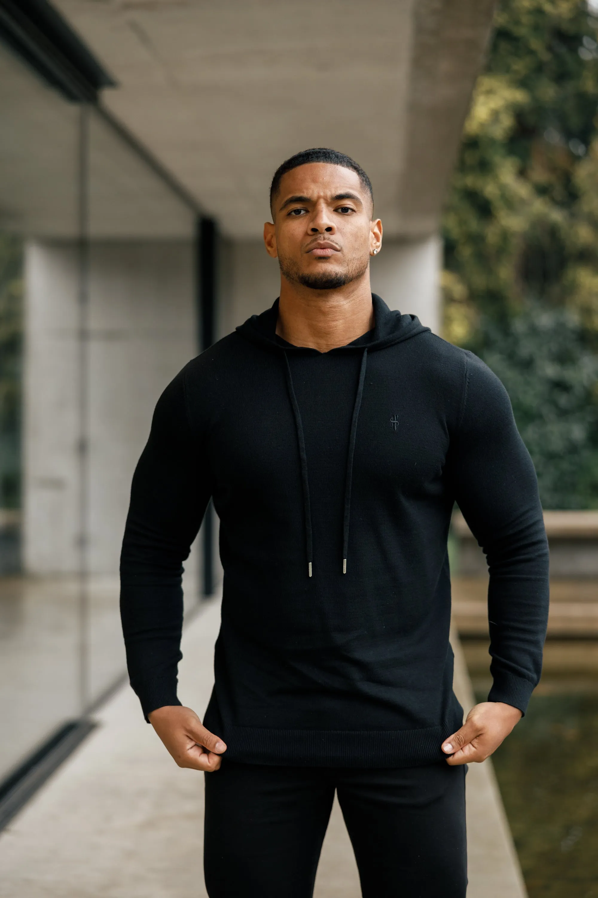 Father Sons Black Knitted Overhead Hoodie - FSN115
