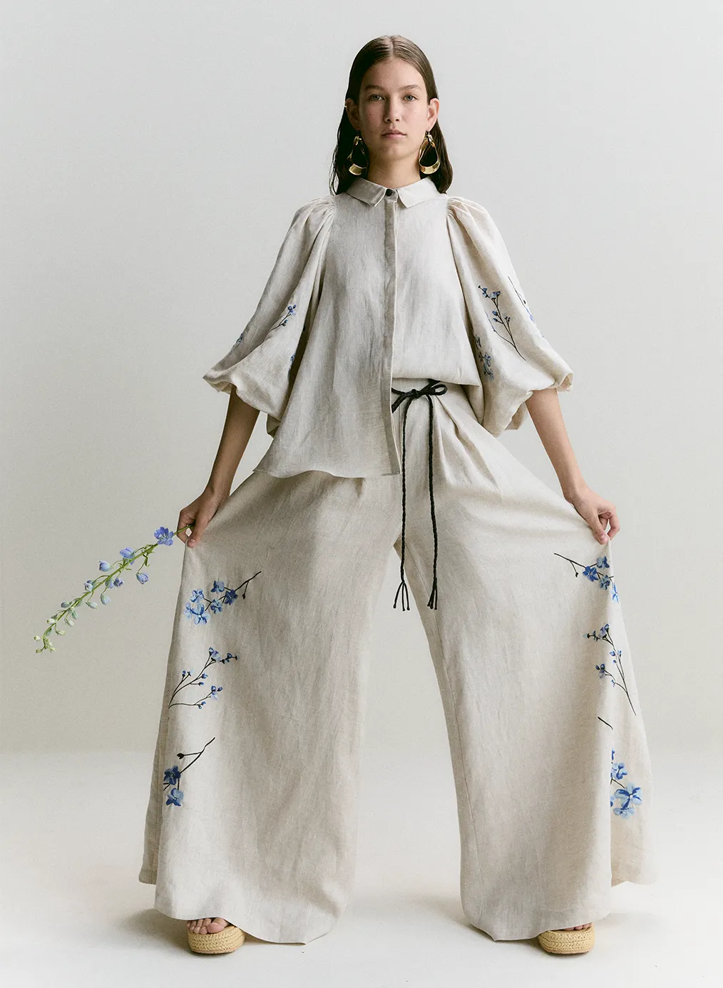 Gigi Linen Smock Shirt | Flax Navy