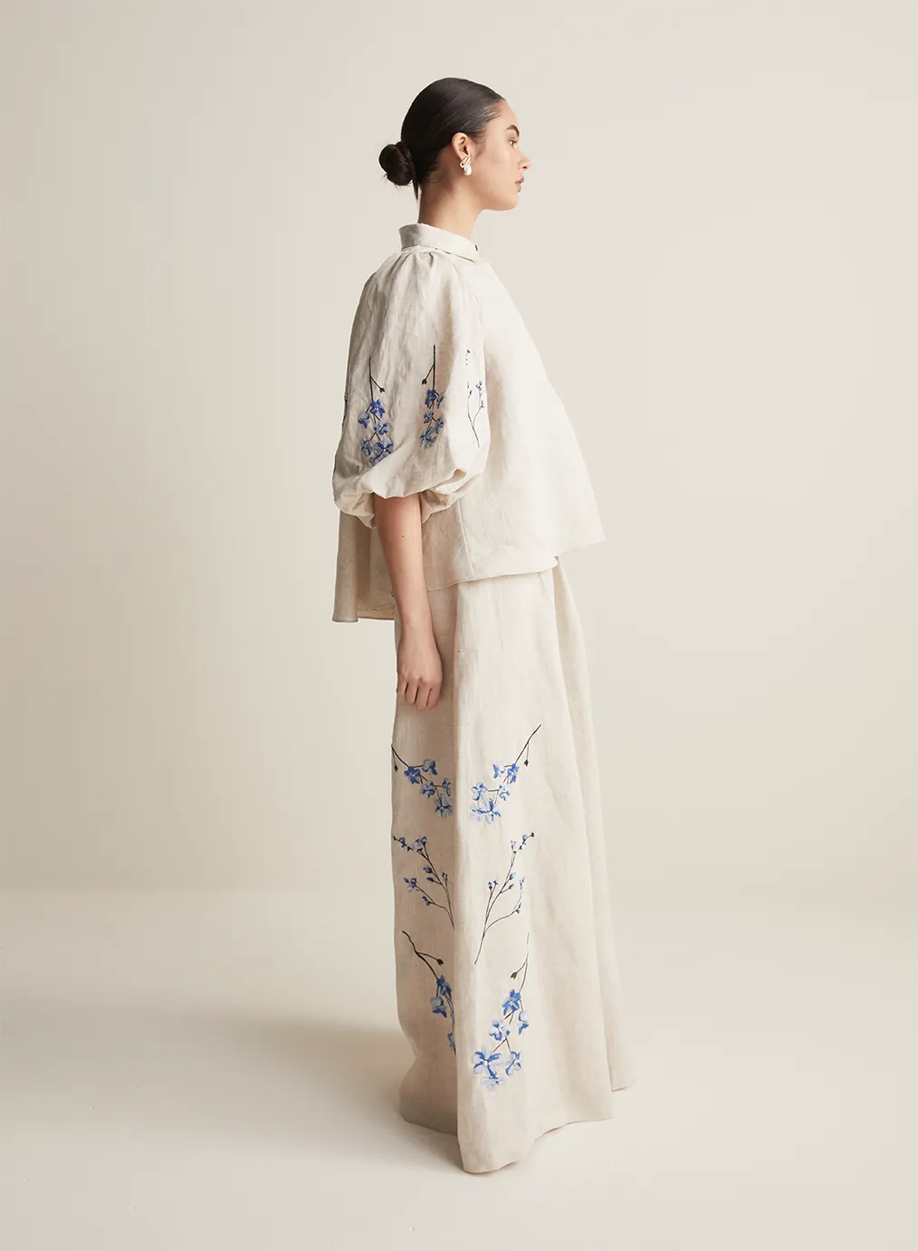 Gigi Linen Smock Shirt | Flax Navy