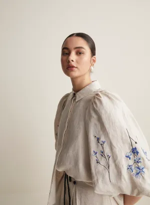 Gigi Linen Smock Shirt | Flax Navy