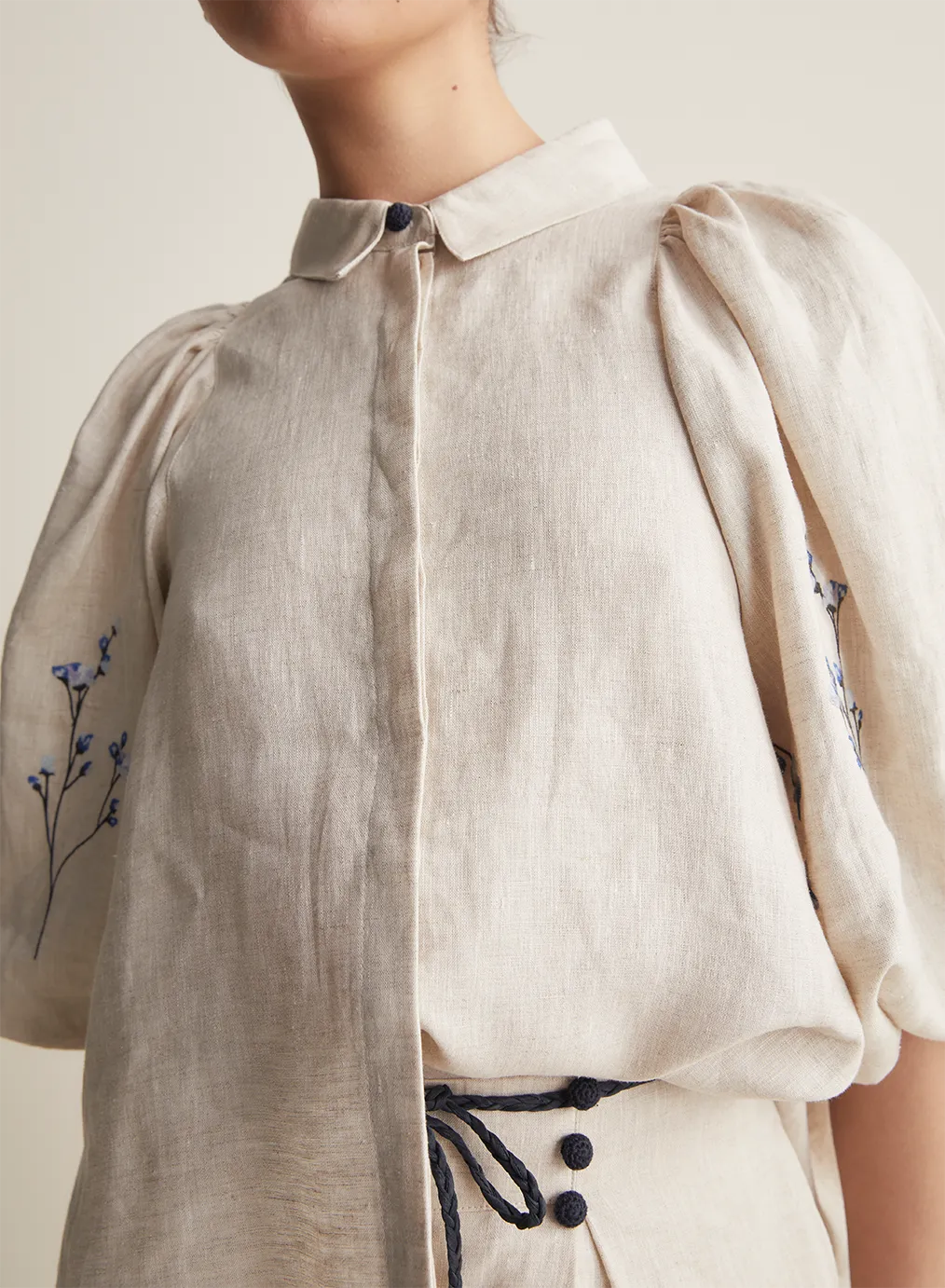 Gigi Linen Smock Shirt | Flax Navy