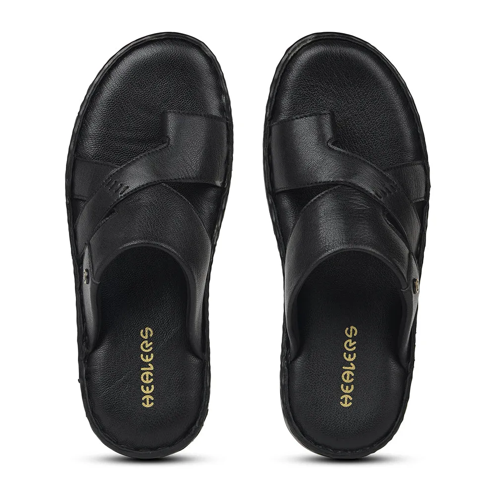 Healers Black Casual Slipper For Mens AOL-10 By Liberty