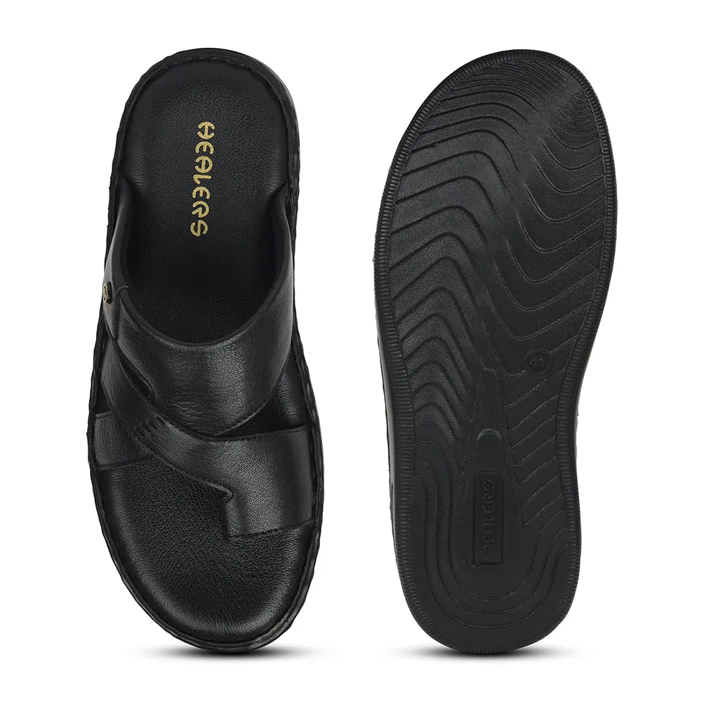 Healers Black Casual Slipper For Mens AOL-10 By Liberty