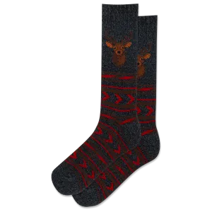 HOTSOX Men's Black Deer Boot Crew Sock