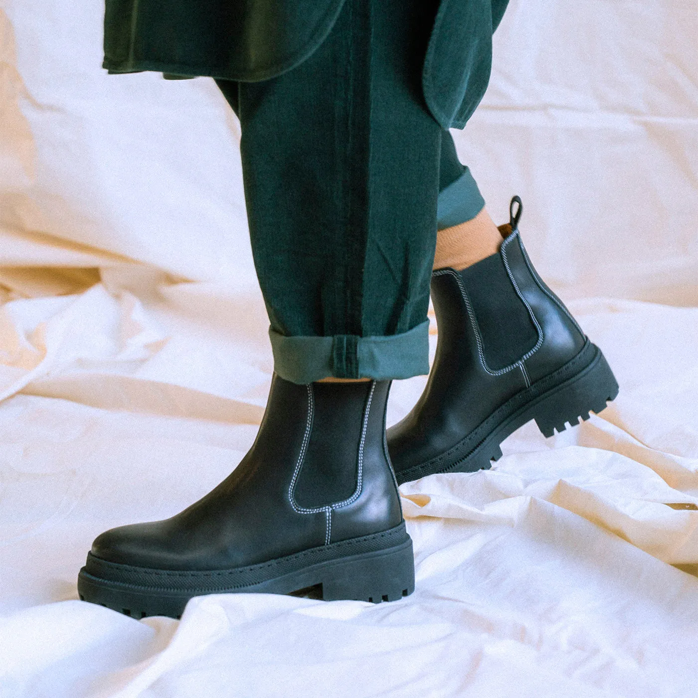 Iona chelsea boot leather - BLACK