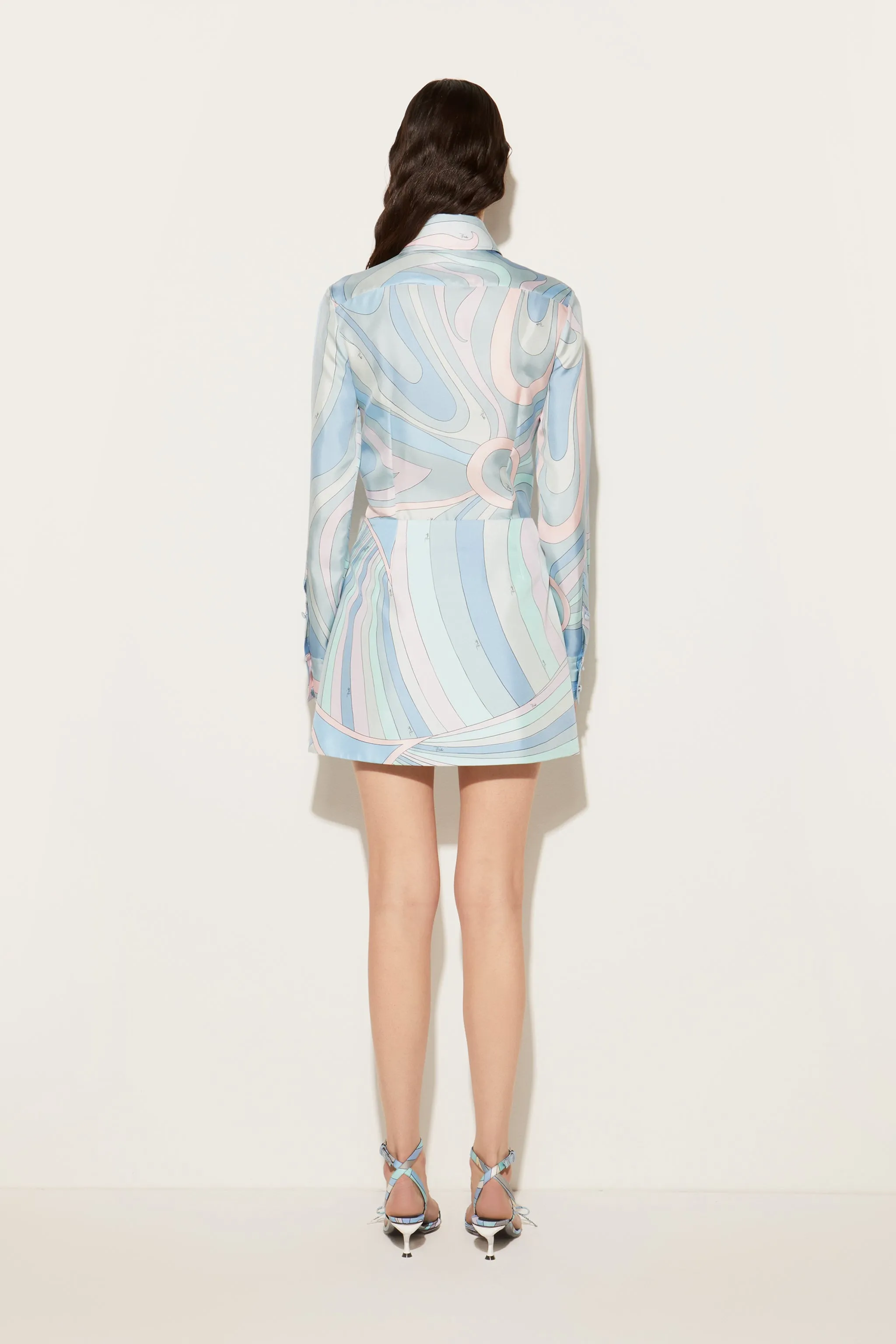 Iride-Print Silk-Twill Skirt