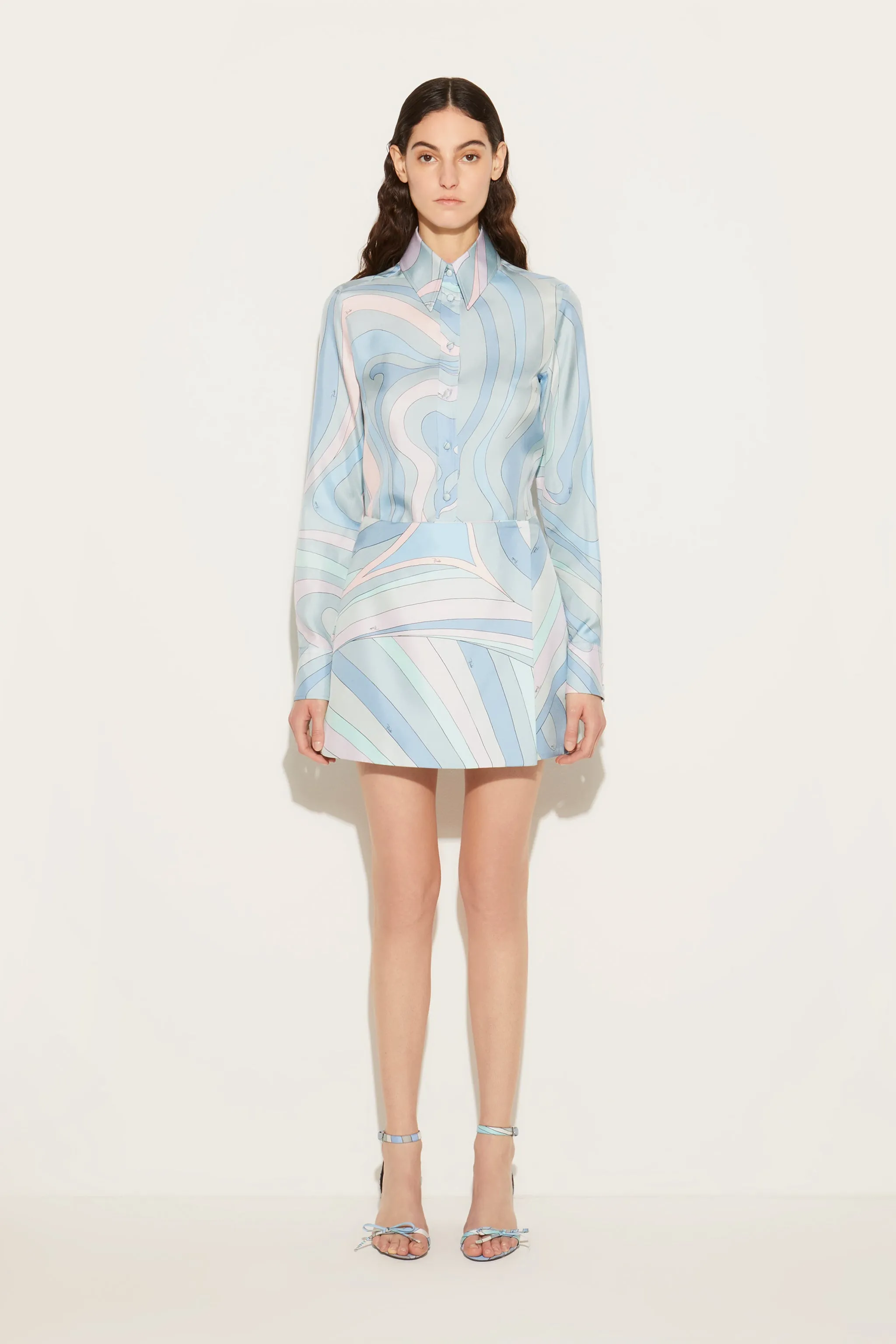 Iride-Print Silk-Twill Skirt