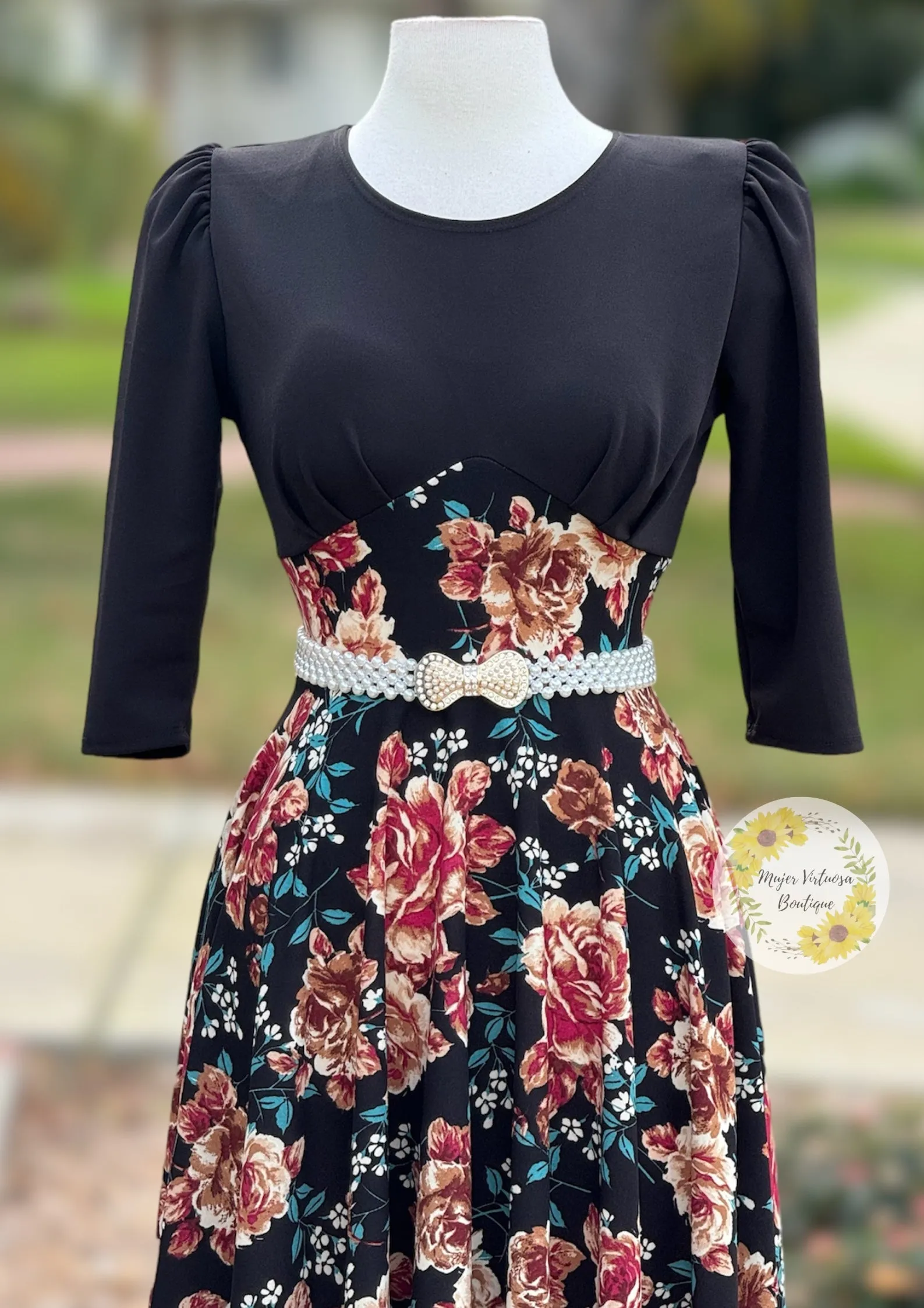 Ivonne Floral Black Dress