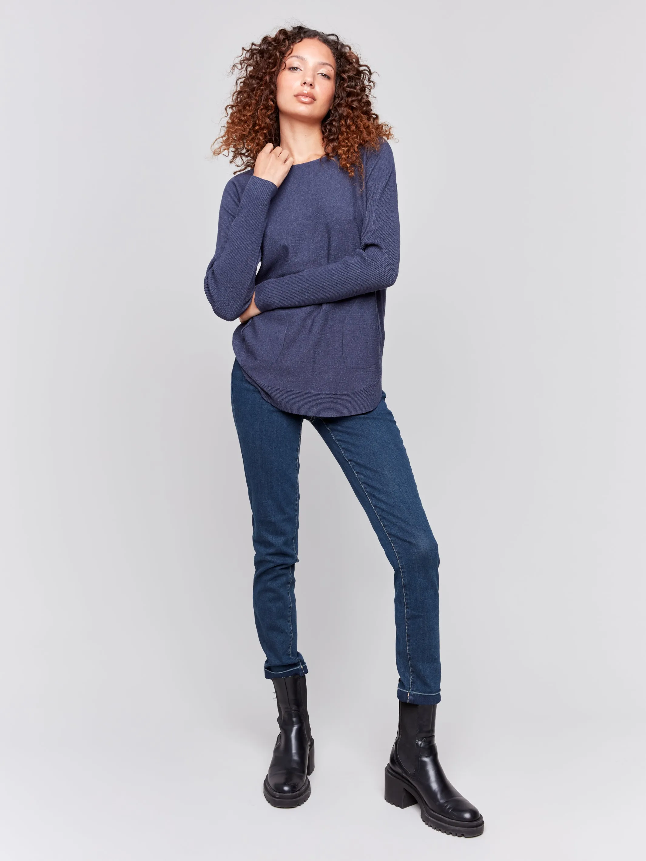 Knit Sweater with Back Lace-Up Detail