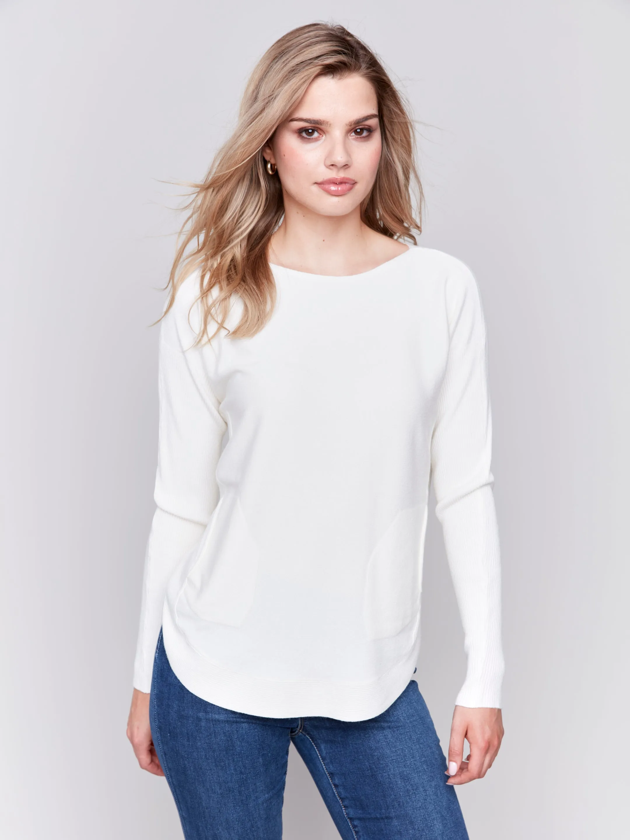 Knit Sweater with Back Lace-Up Detail