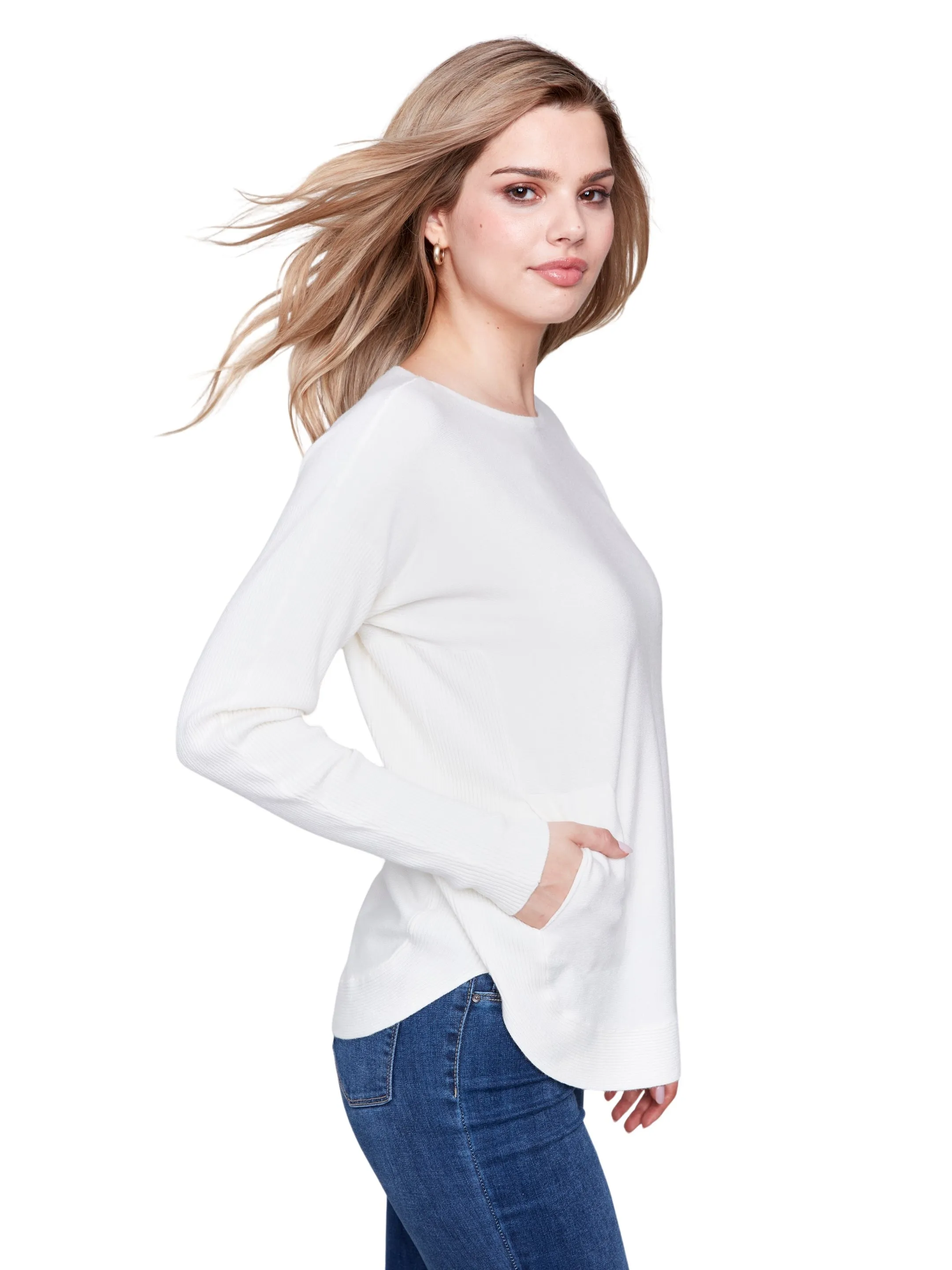 Knit Sweater with Back Lace-Up Detail