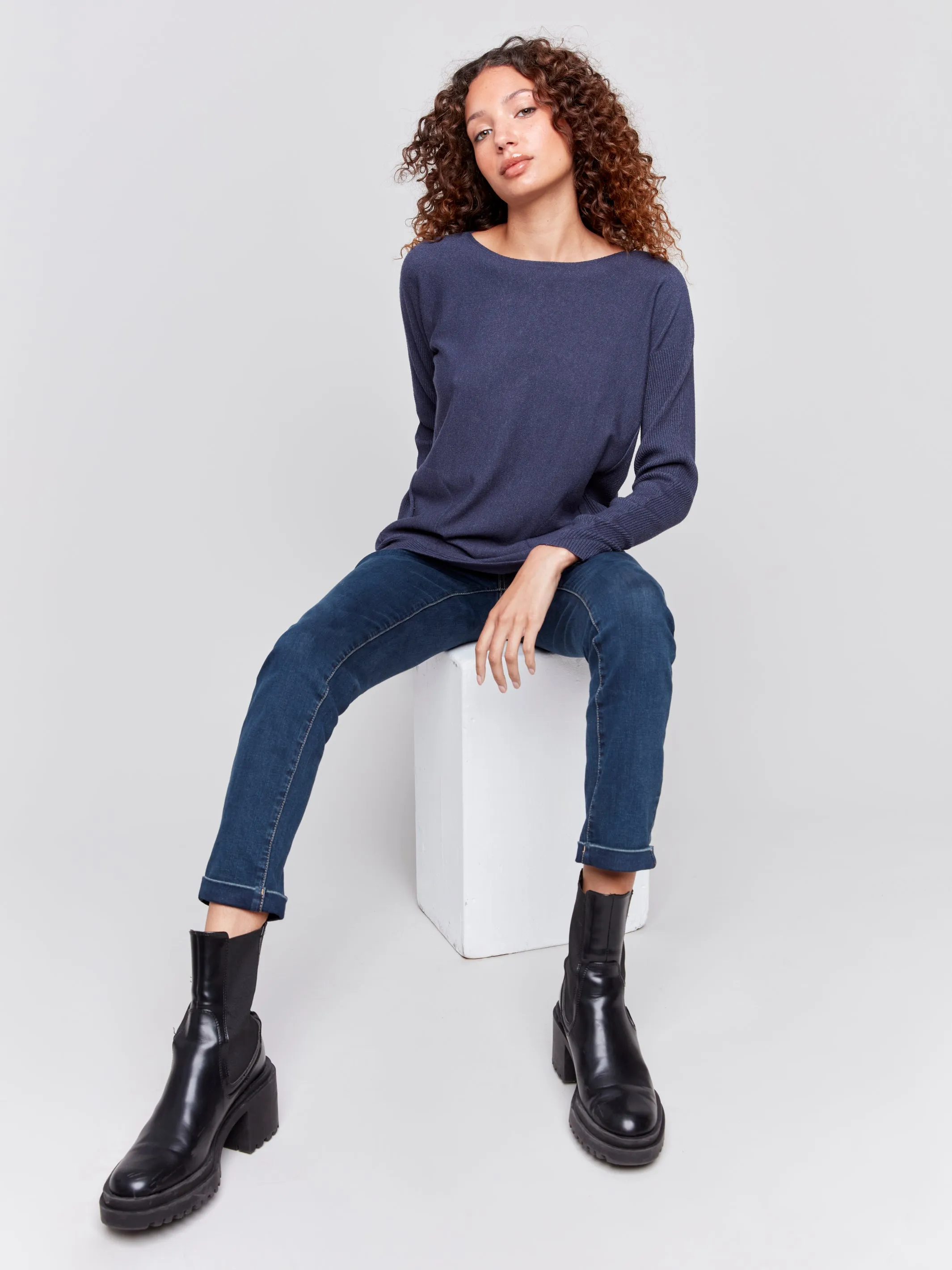 Knit Sweater with Back Lace-Up Detail