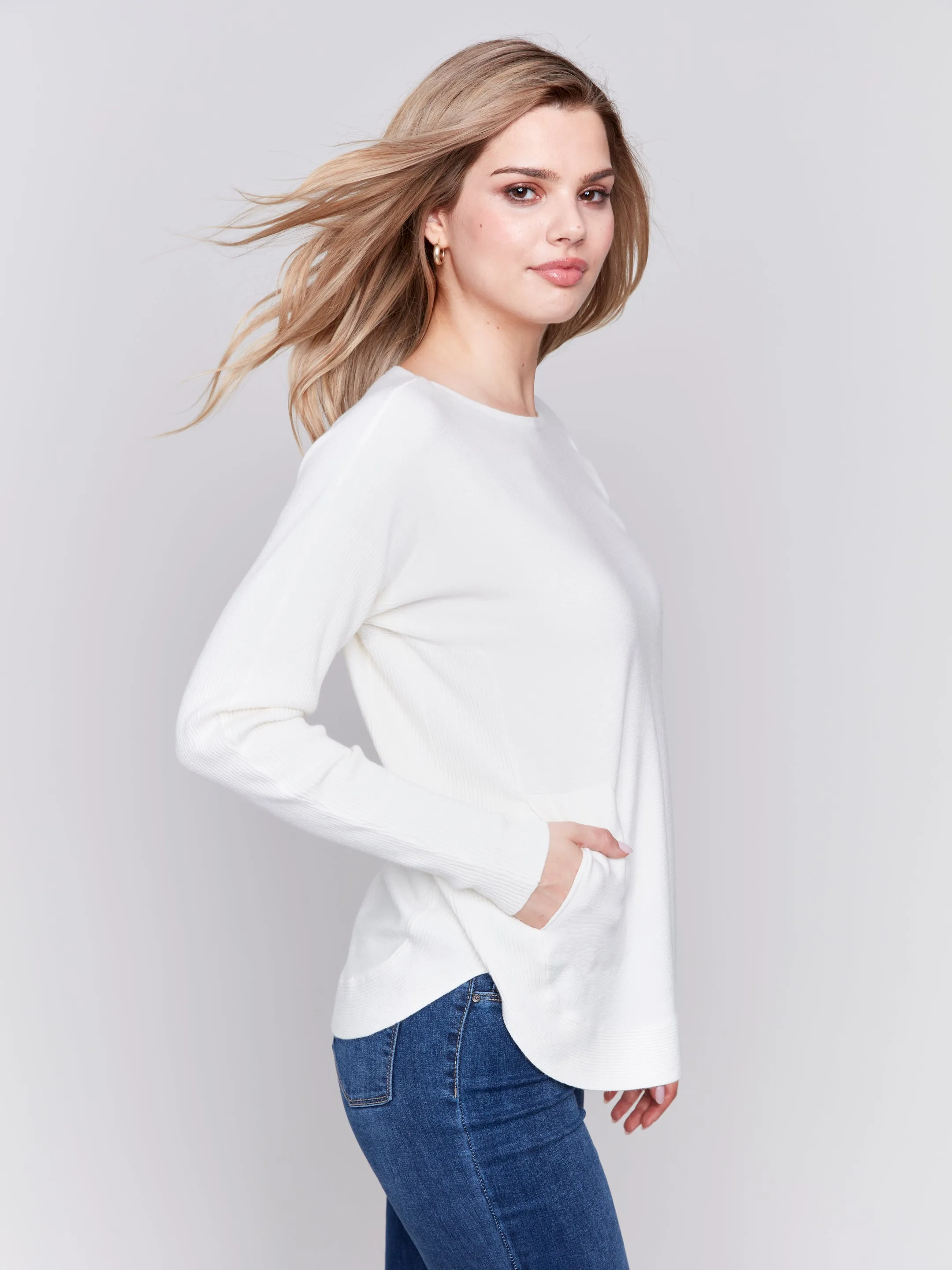 Knit Sweater with Back Lace-Up Detail