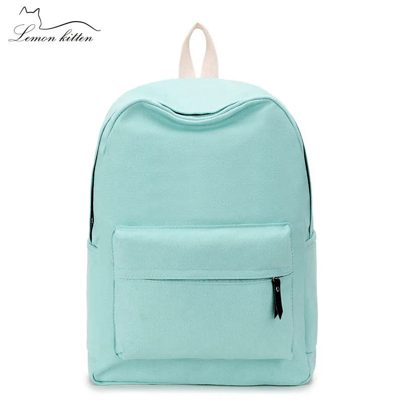 Lemon Kitten Japanese Canvas Solid Backpack