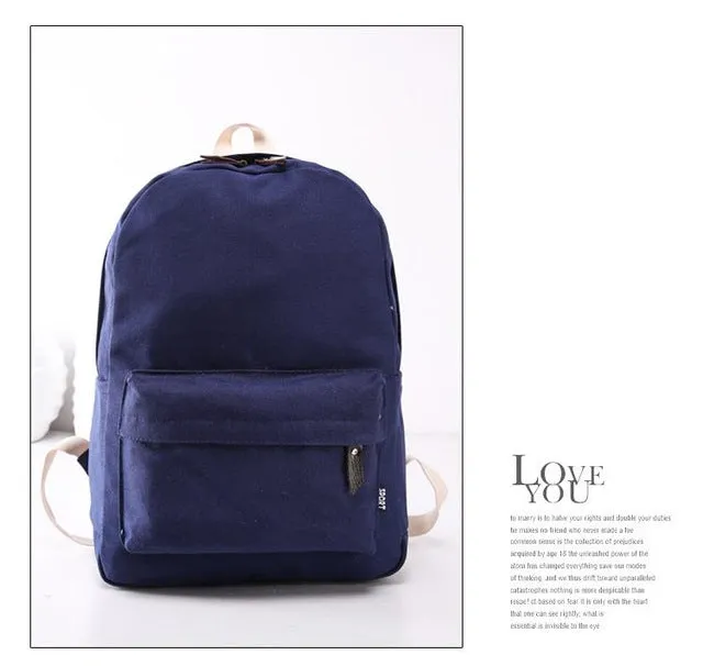 Lemon Kitten Japanese Canvas Solid Backpack