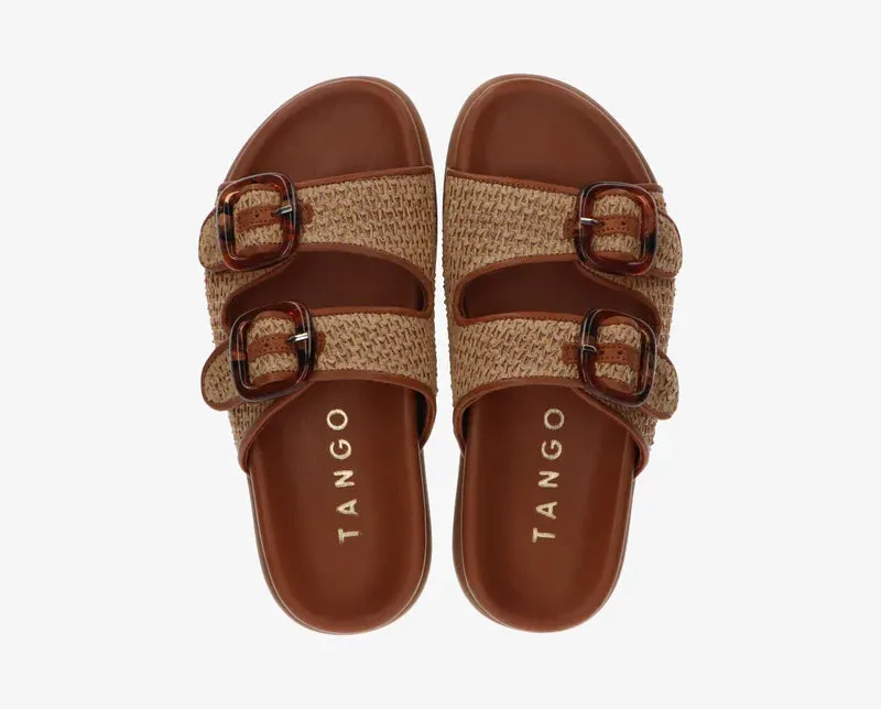 Lilia Slipper Cognac Raffia