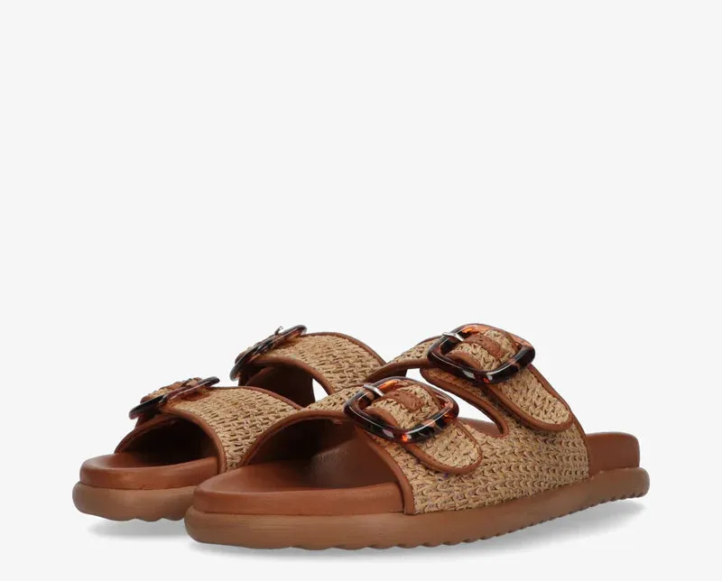 Lilia Slipper Cognac Raffia