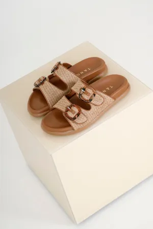 Lilia Slipper Cognac Raffia