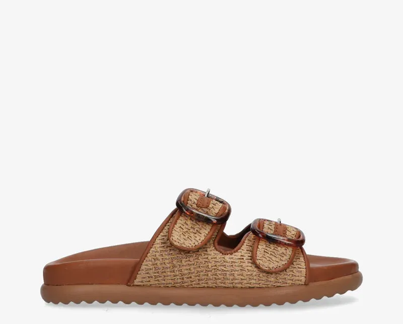 Lilia Slipper Cognac Raffia