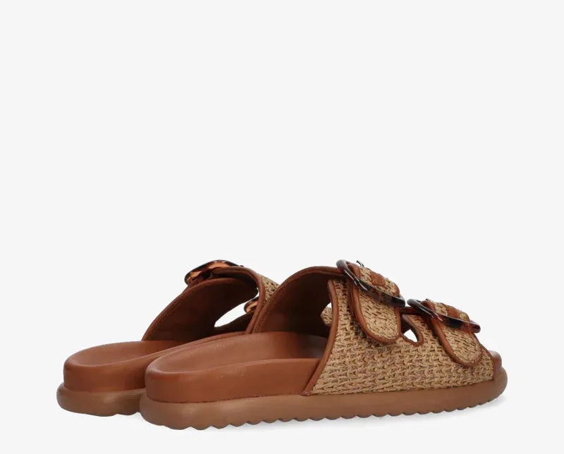 Lilia Slipper Cognac Raffia
