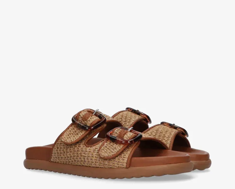 Lilia Slipper Cognac Raffia