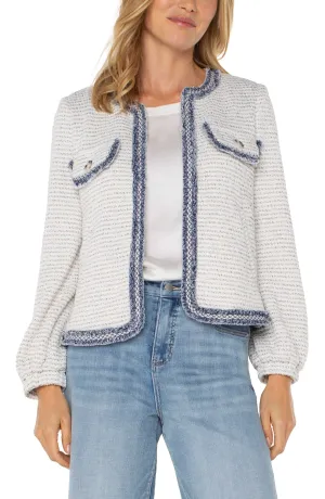 LP1B46 Collarless Jacket W/Frayed Details