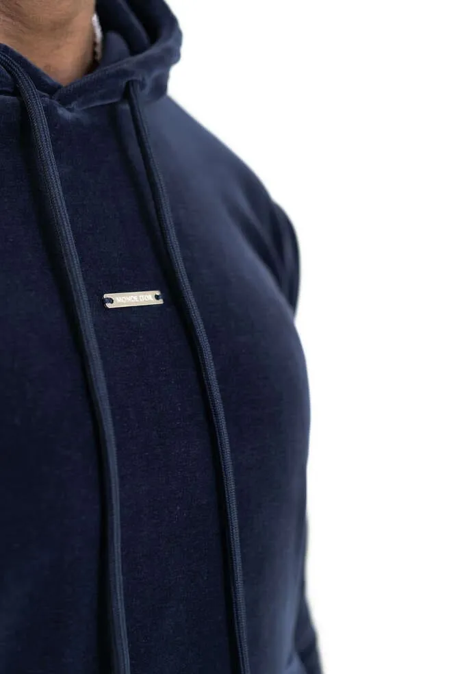 Men's Navy Velour Tracksuit Set