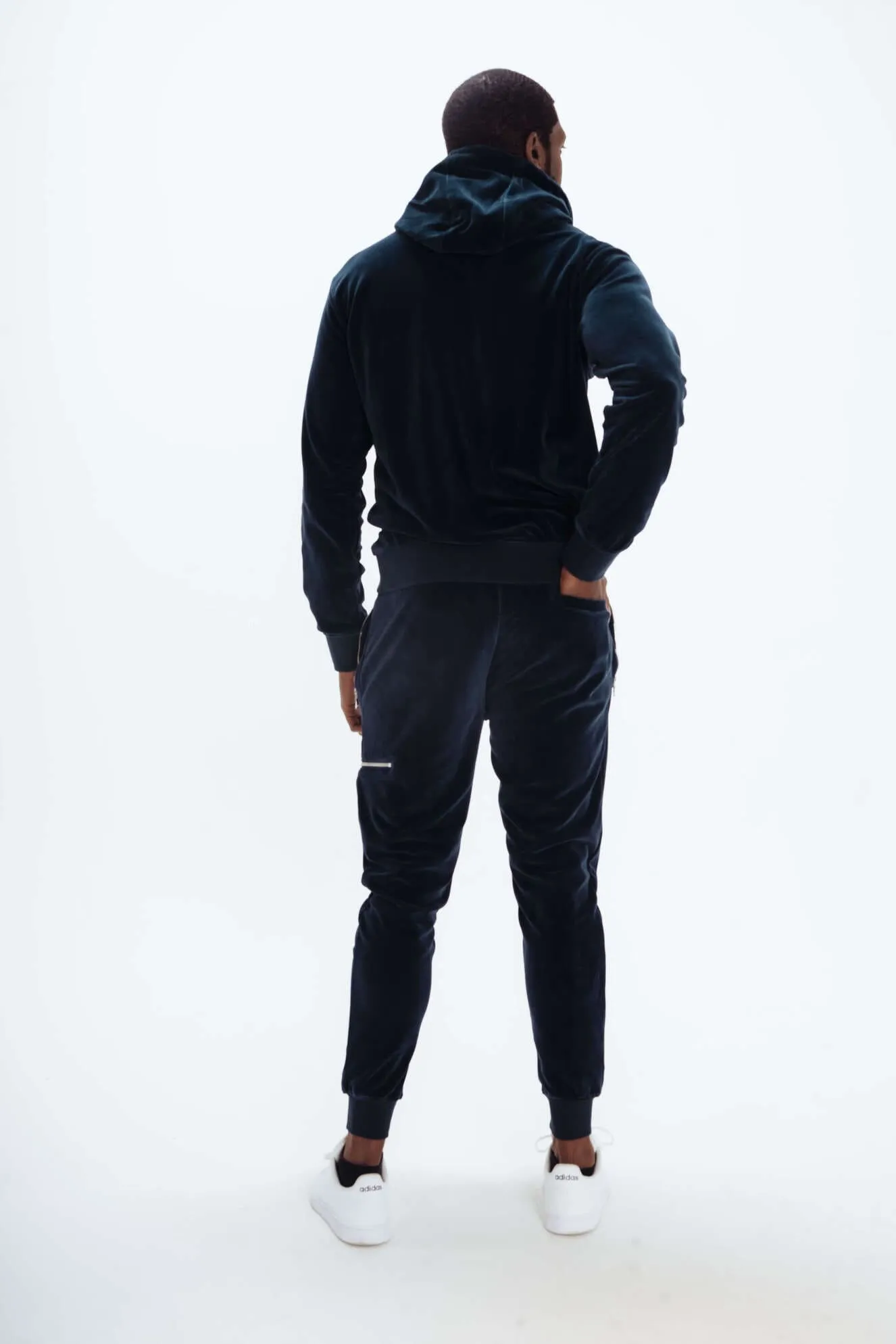 Men's Navy Velour Tracksuit Set