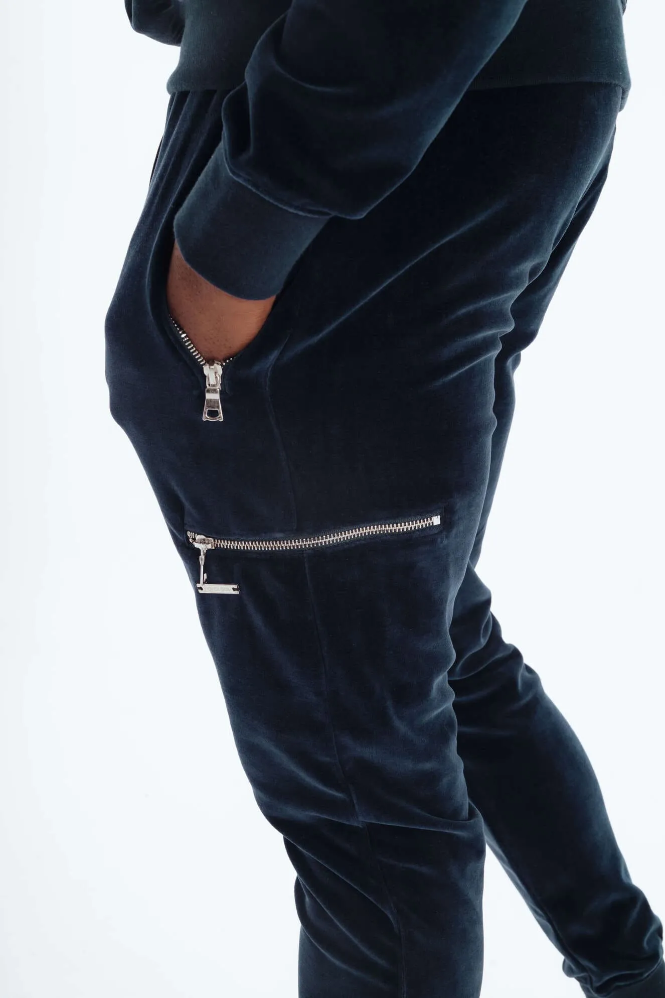 Men's Navy Velour Tracksuit Set